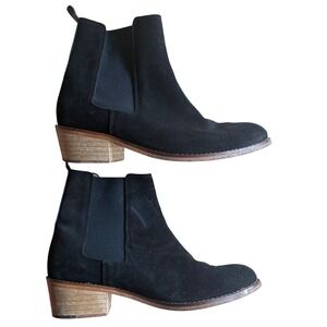 Anthropologie MATT BERNSON Frisco Blk Suede Chelsea Boots Block Heel Wmns Sz 6.5